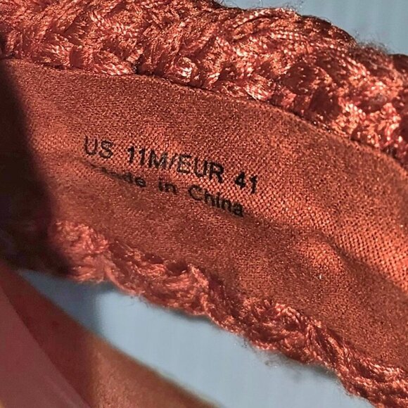 NEW Veronica Beard Reema Sandal Woven Espadrille Wedge Orange Leather - Picture 12 of 13